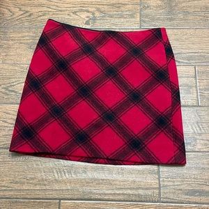BEAUTIFUL TALBOTS WOOL BLEND A-LINE SKIRT red classic country plaid patt